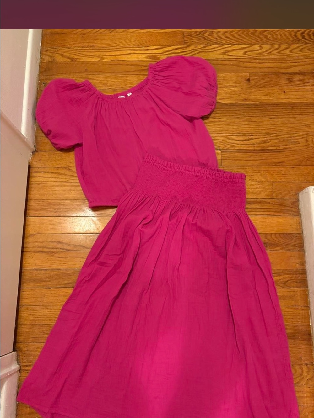 Fuchsia Two-Piece Top & Skirt Set